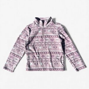 Place Girls Heart Print Fleece Quarter Zip Sweatshirt Size 5/6